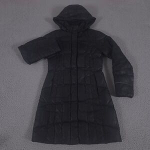 Eddie Bauer Jacket Womens XS Black Lodge‎ Down Parka Quilted Hooded Long Puffer
